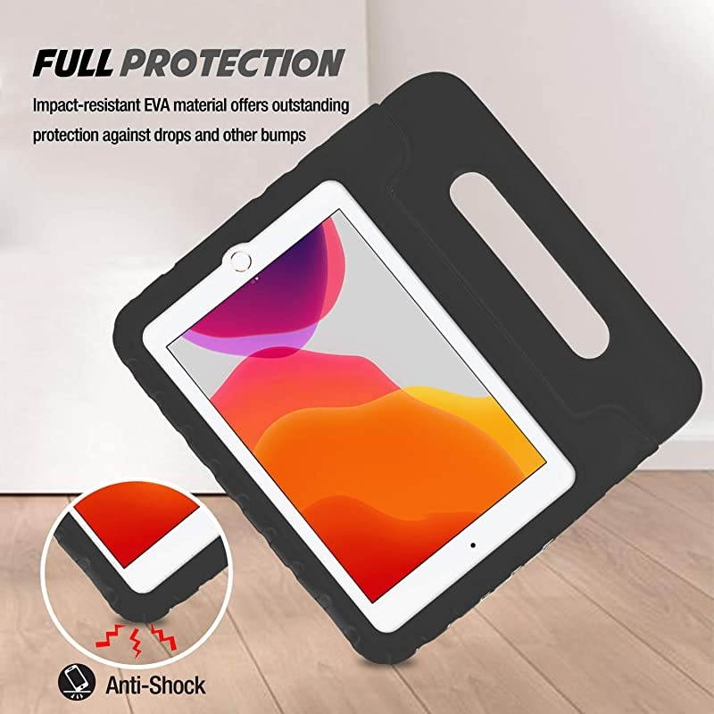Kids Case for iPad 10.2 8th Gen 2020 / 7th Gen 2019 / iPad Air 10.5" 2019 / iPad Pro 10.5, Shockproof Convertible Handle Stand Cover Light Weight Kids Friendly Case for iPad 8th / 7th -Black