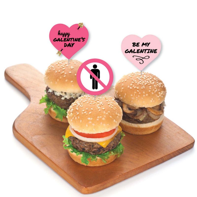 Big Dot of Happiness Be My Galentine - Dessert Cupcake Toppers - Galentine's and Valentine's Day Party Clear Treat Picks - Set of 24