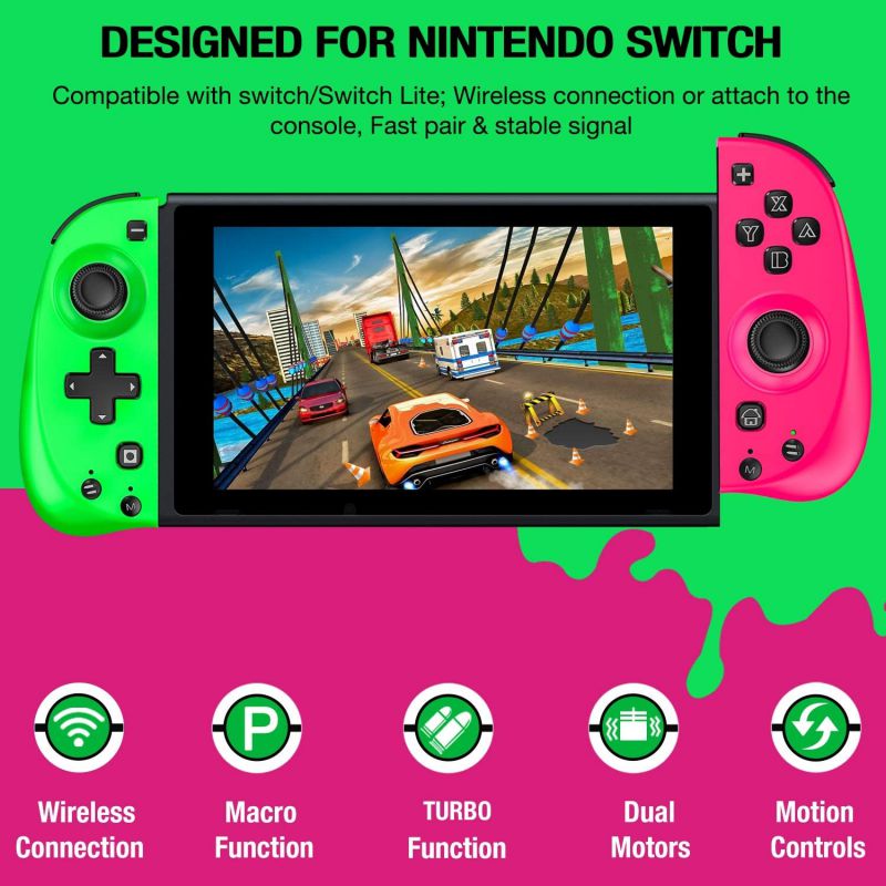 BEBONCOOL Joy Pad Controller for Nintendo Switch , Controllers for Nintendo Switch, Replacement for Joycon with Macro Button and Grip Stand