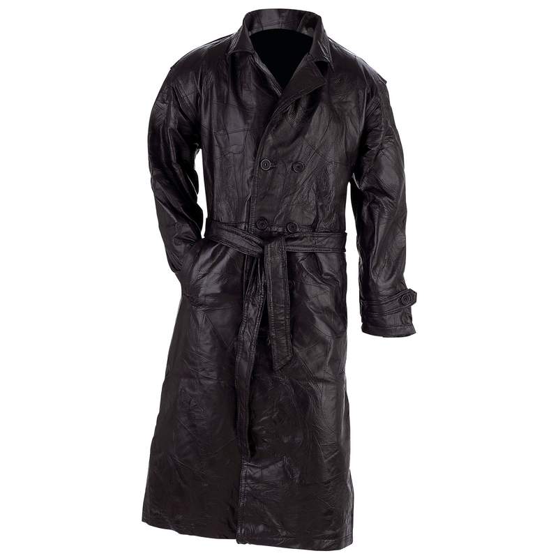 Giovanni Navarre® Italian Stone Design Genuine Leather Trench Coat
