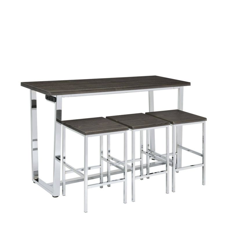 Nadine Multipurpose Bar Dining Table Set Chrome - Picket House Furnishings