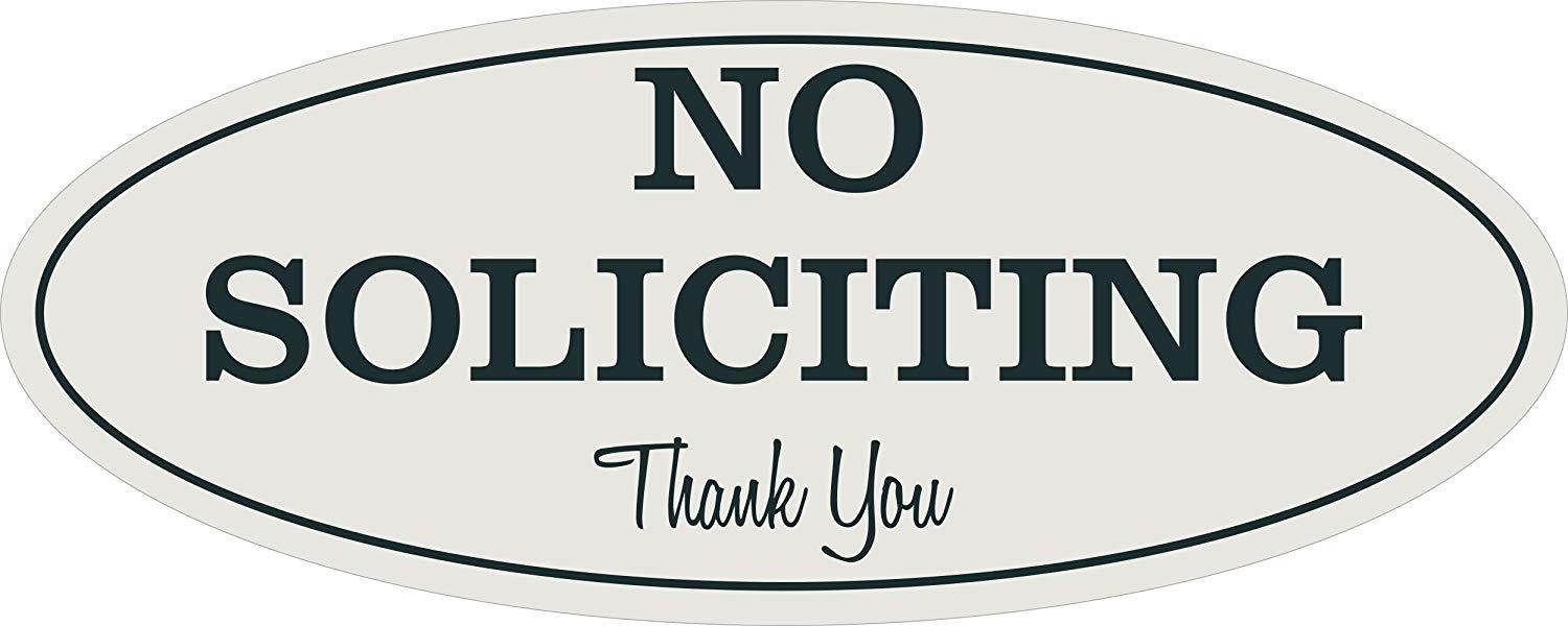 Oval No Soliciting Sign (Lt. Gray) Large