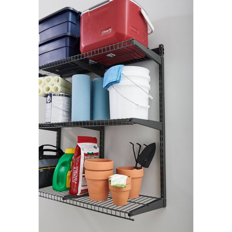 Rubbermaid Shed Shelf, Wire Basket & 50 Lbs Capacity 34" Tool Rack (2 of Each)