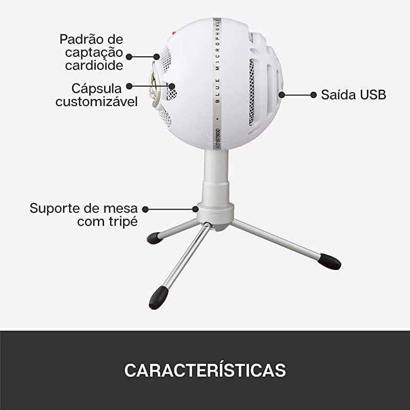 Snowball iCE USB Mic for Recording and Streaming on PC and Mac Cardioid Condenser Capsule Adjustable Stand Plug and Play White