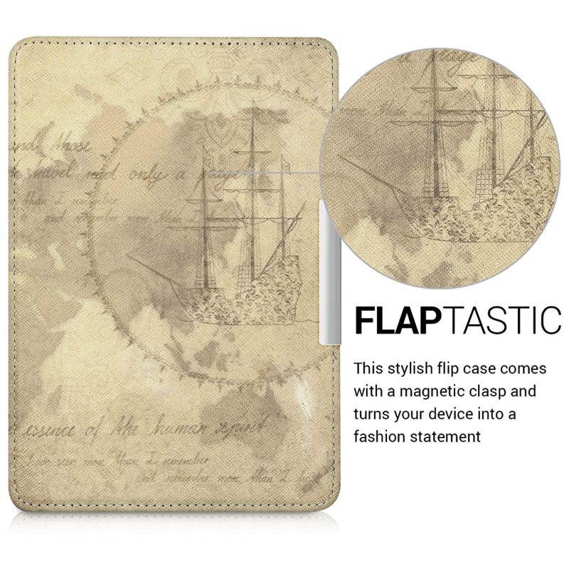 Case Compatible with Amazon Kindle Paperwhite - PU e-Reader Cover - Travel Vintage