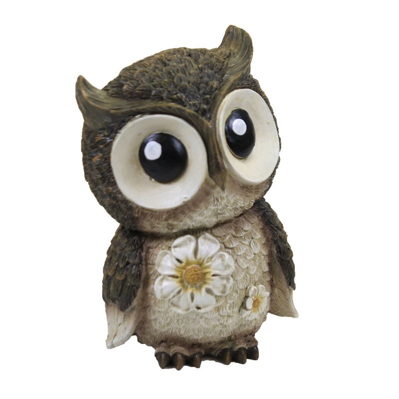 Home & Garden 6.25" Mini Owl Painted Critter Flowers Wise Eyes Roman, Inc  -  Outdoor Sculptures And Statues