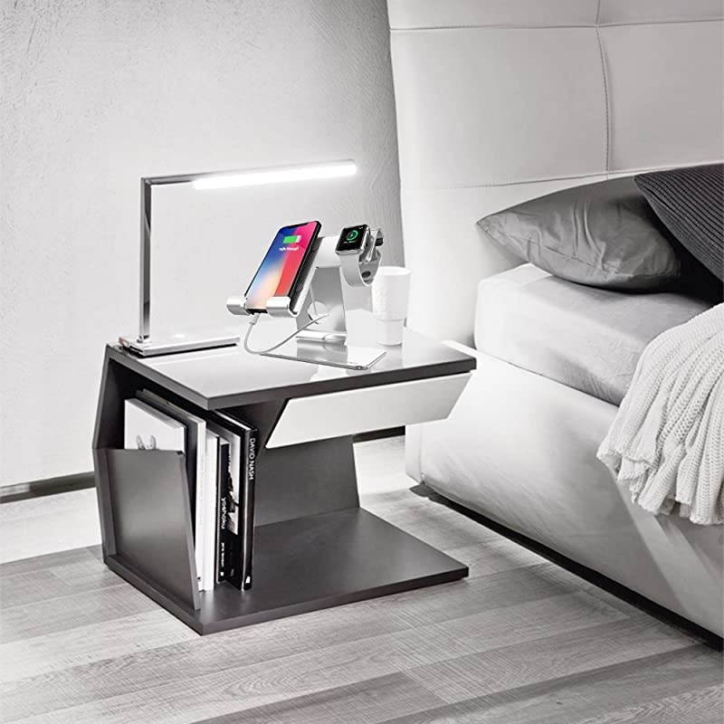 Apple Watch Stand,  Universal 2 in 1 iPhone and Apple Watch Charger Holder Charging Station for iWatch,iphone6/7/8 X Plus,Nintendo Switch,Tablets(Up to 12.9 inch), Silver