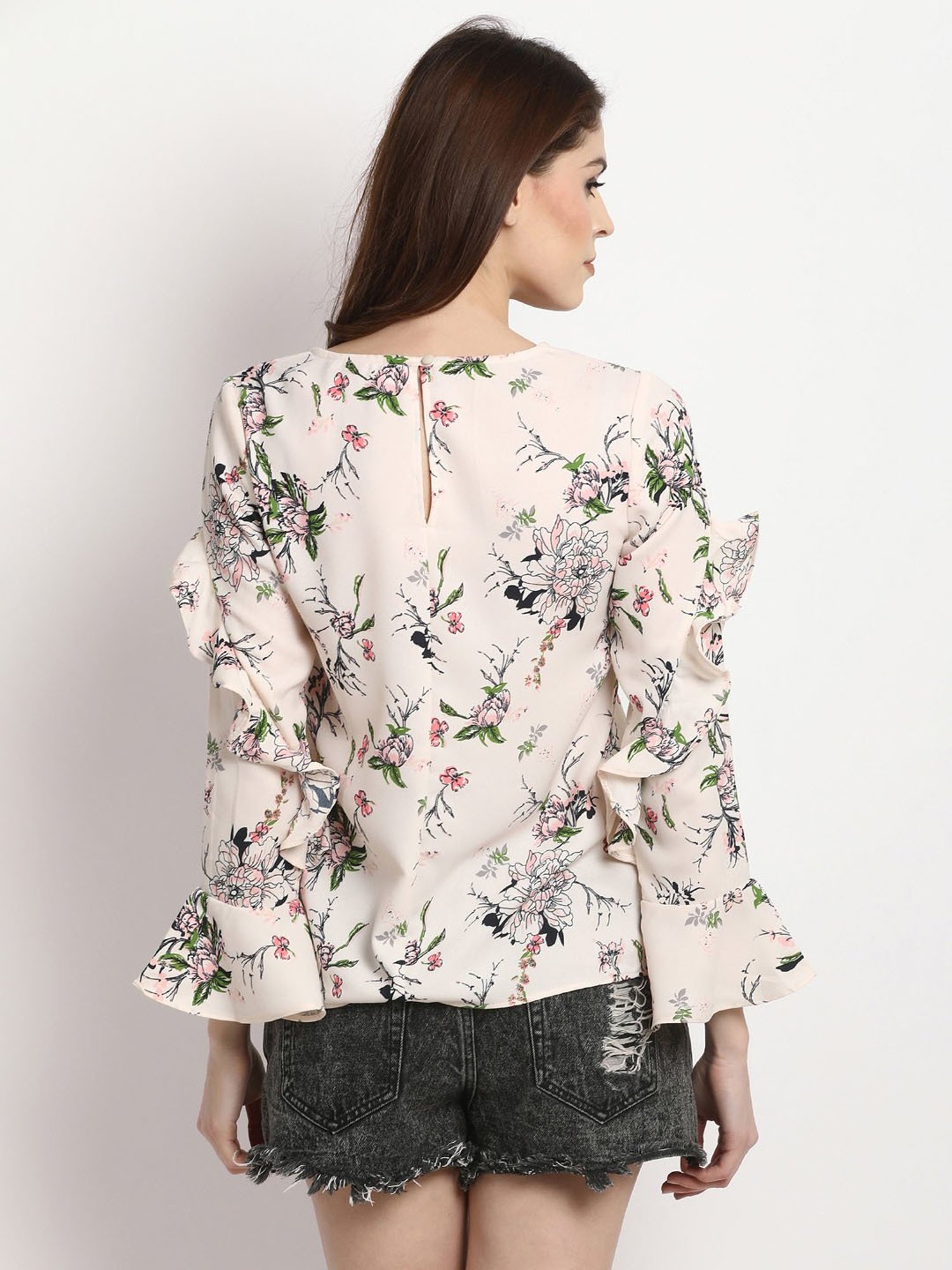 Marie Claire Beige Floral Print Top