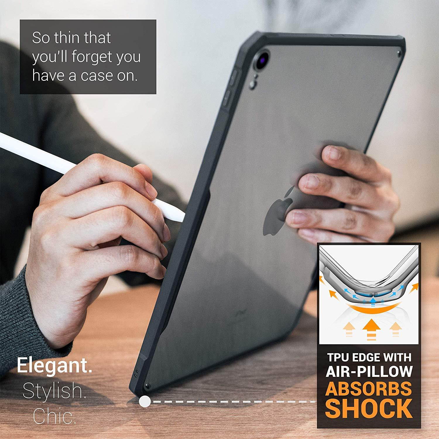 iPad Pro 12.9-inch (2018 Release, 3rd Generation) Ultra-Slim Clear Case, Supports Apple Pencil Wireless Charging [Absorbs Shock] Flexible TPU, Lightweight (Black)