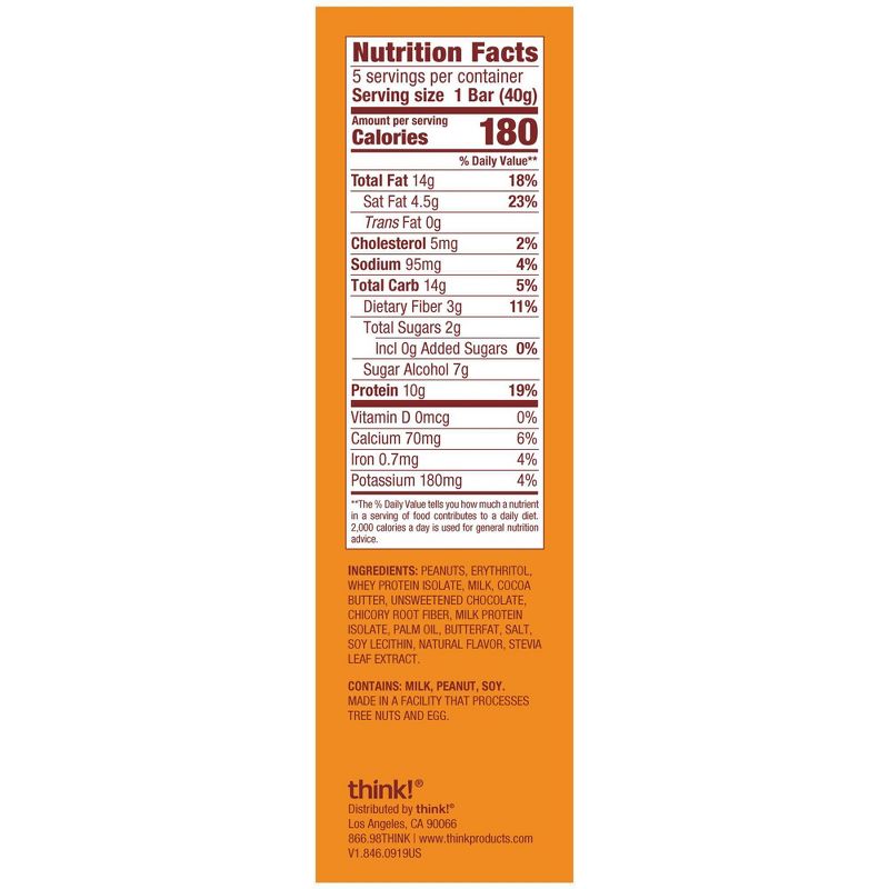 think! Keto Protein Chocolate Peanut Butter Bars - 5ct