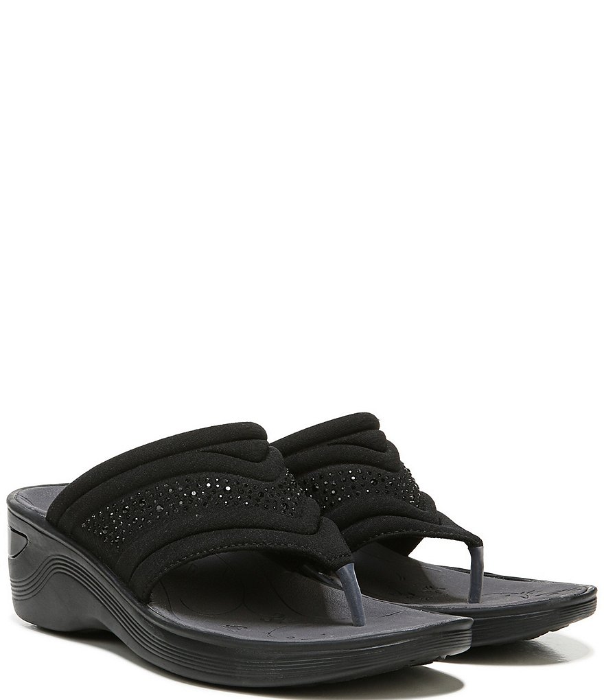 Bzees Dazzle Me Rhinestone Embellished Washable Slip-On Thong Sandals