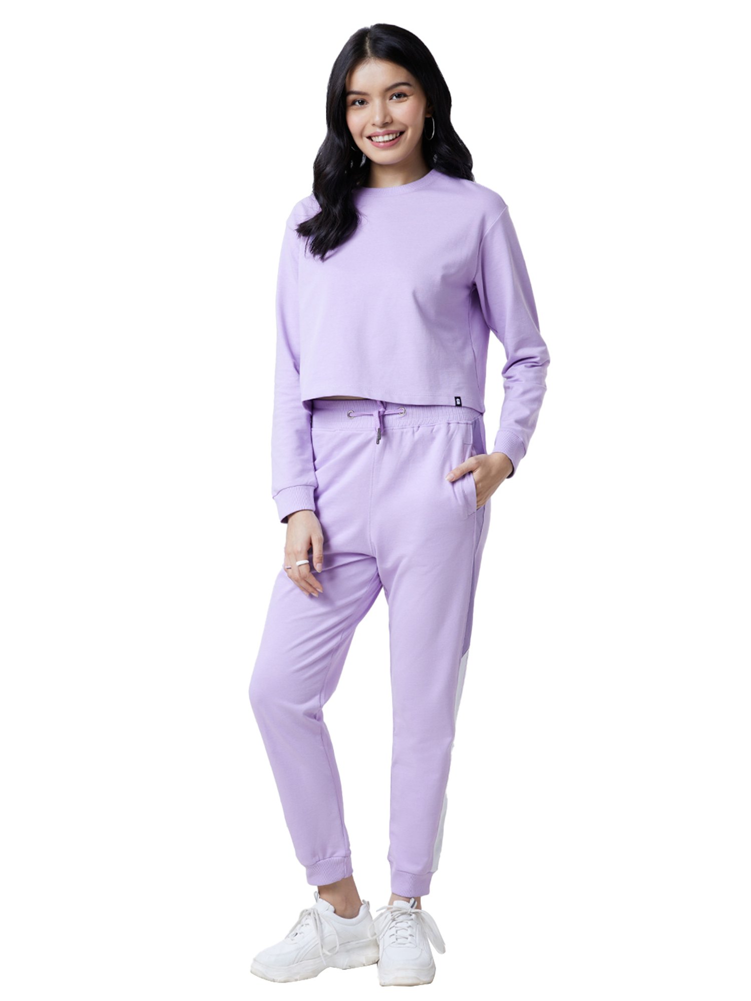 The Souled Store Lavender Round Neck Sweatshirt With Joggers
