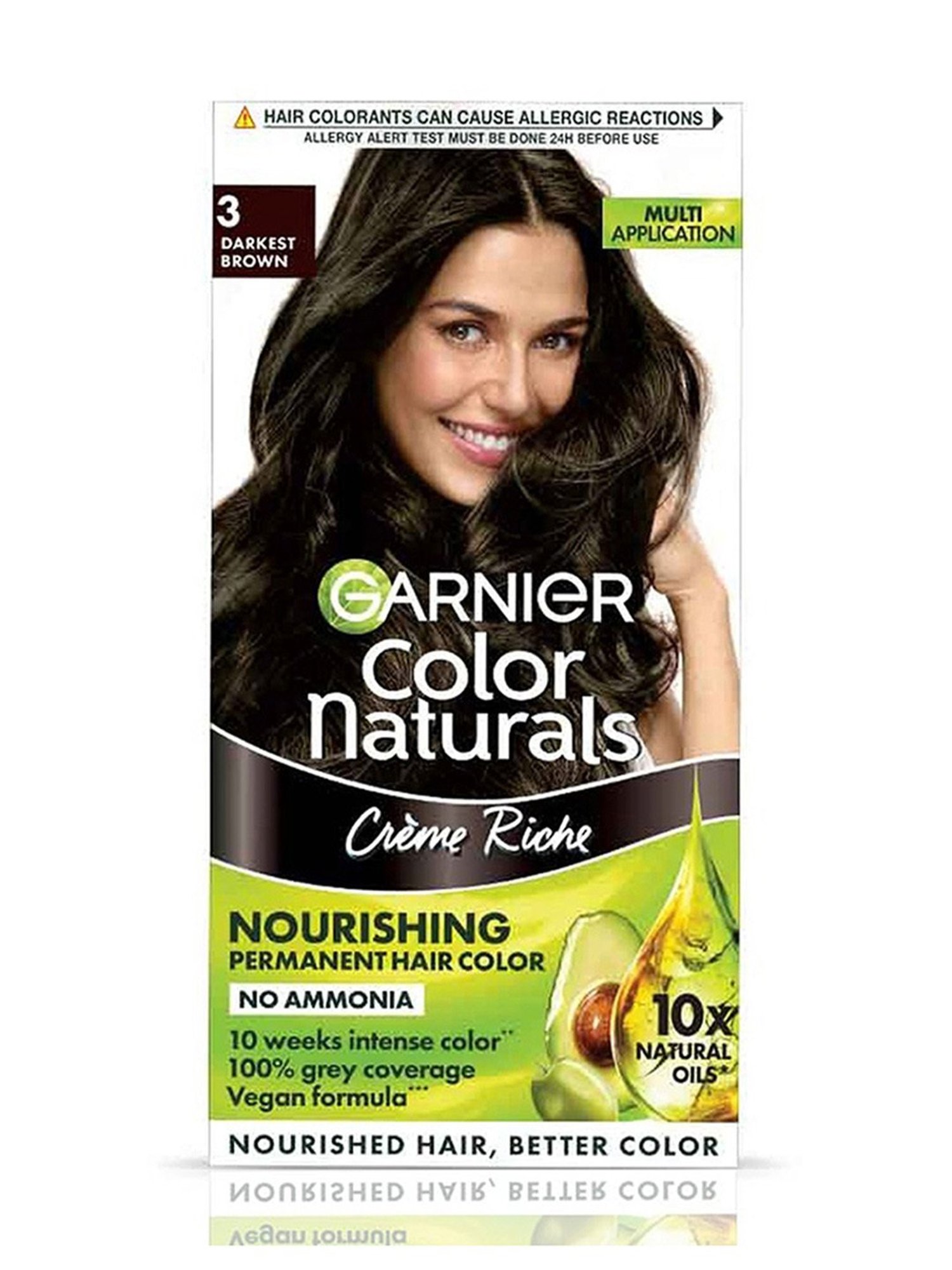 Garnier Color Naturals Creme Hair Color Shade 3 Darkest Brown - 70 ml + 60 gm