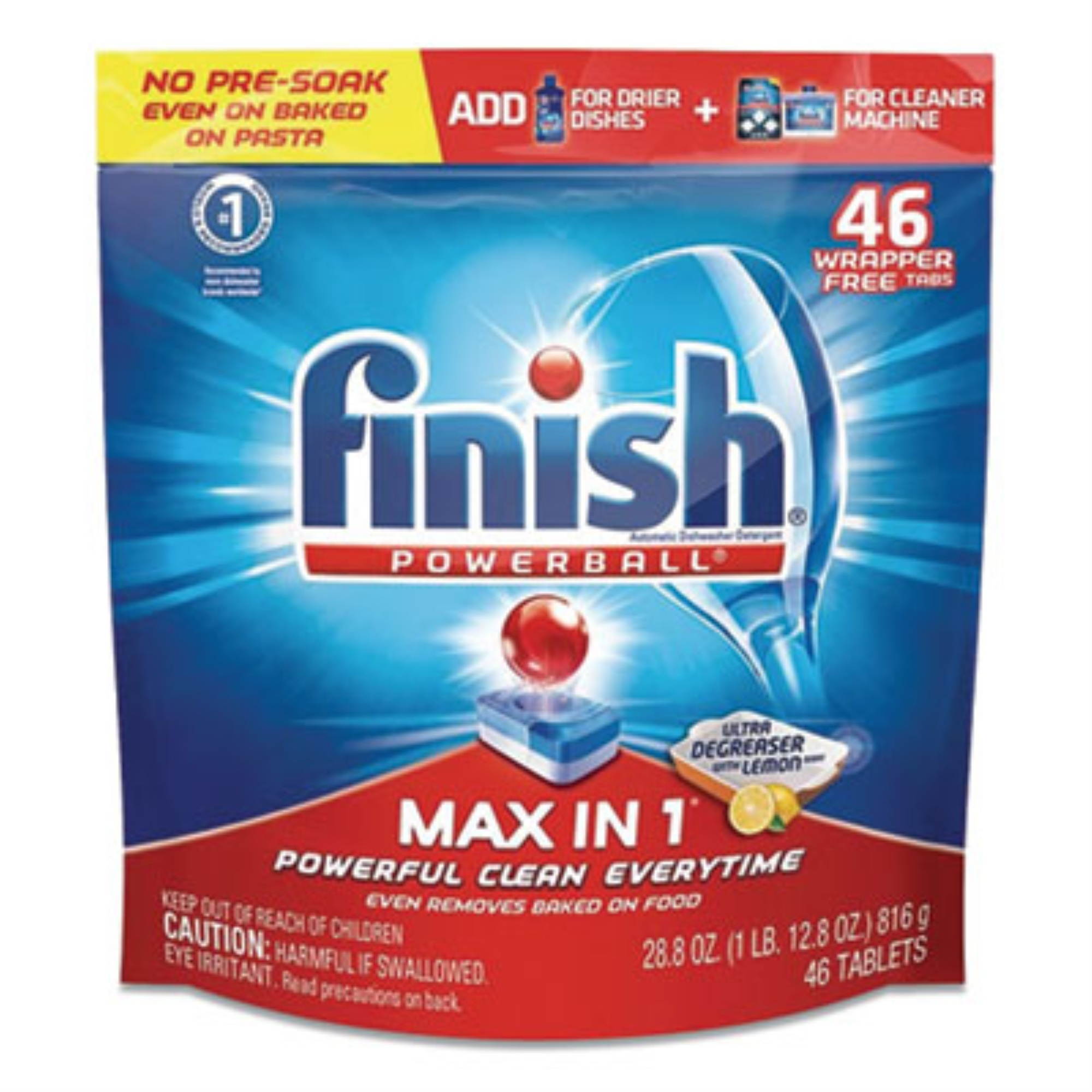 FINISH Powerball Max in 1 Super Charged Ultra Degreaser Dishwasher Tabs ,DETERGENT,DISH,TAB,46CT