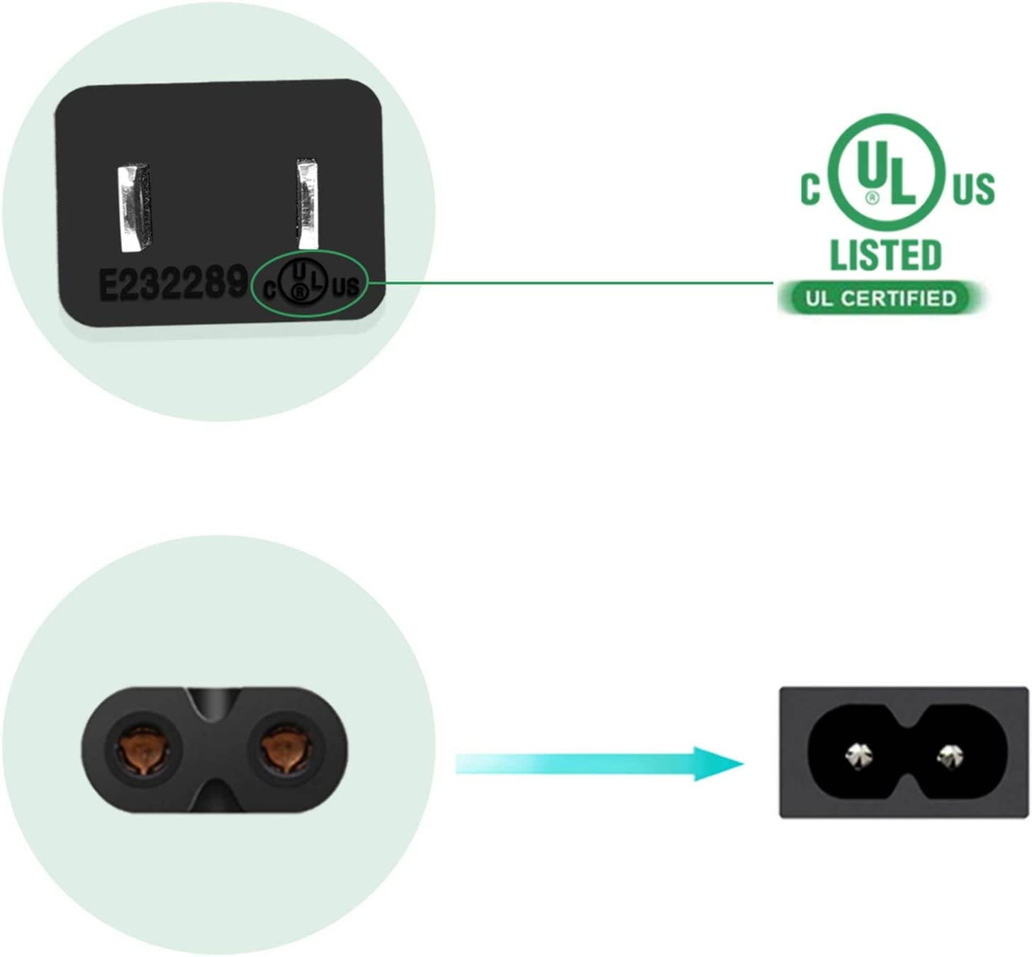 AC Power Cord Compatible Sony PS3 Slim / PS4 Slim / PS5 Xbox Series S Xbox Series X Xbox One S/X Game Console Supply Cable Replacement