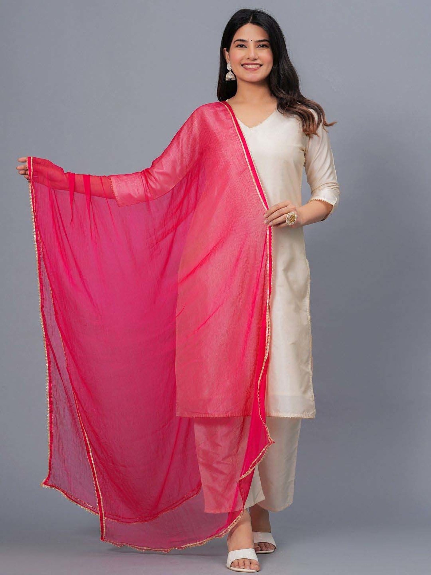 Stylum Pink Plain Dupatta