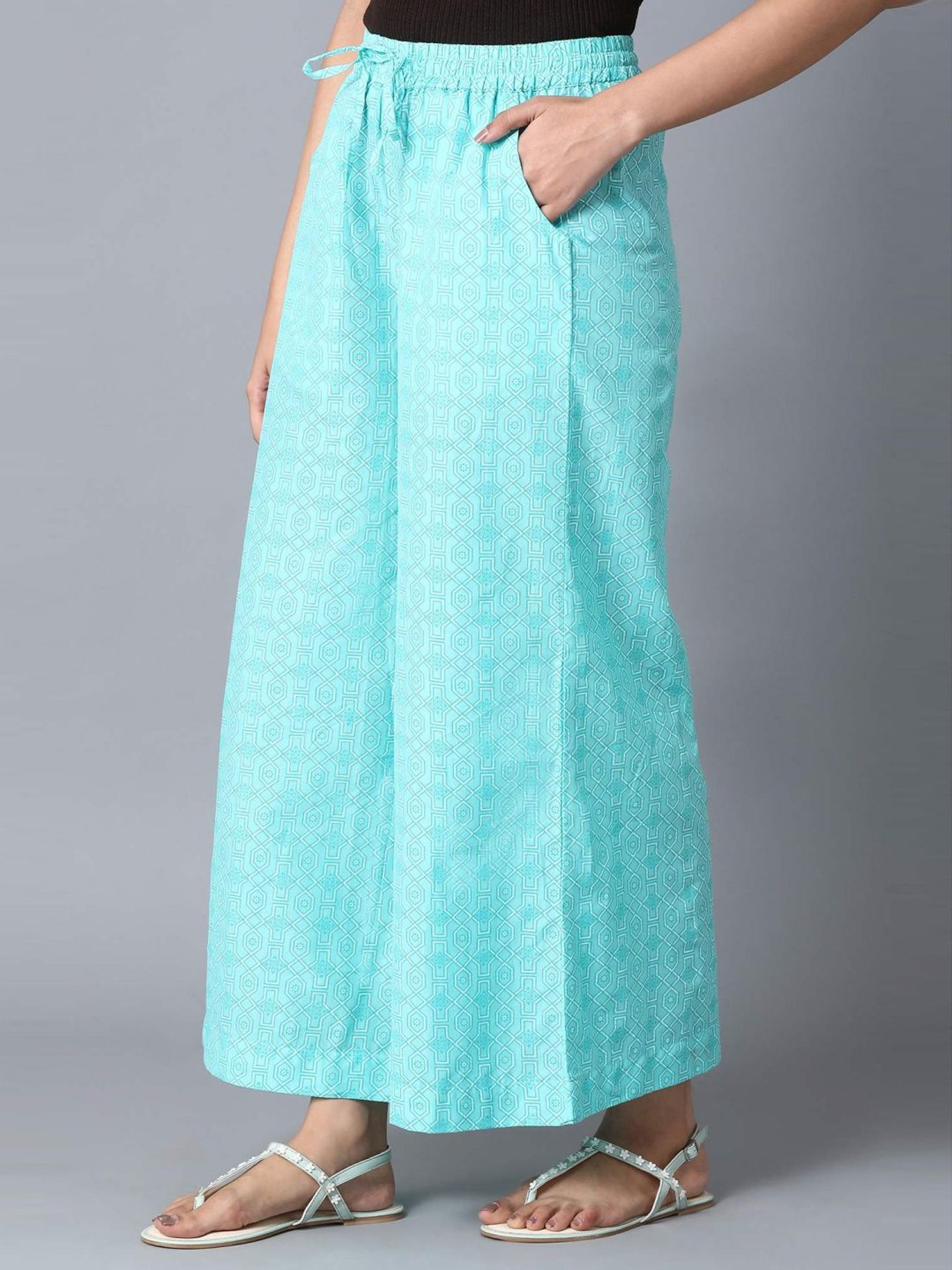 Saffron Threads Black Elasticated Palazzos