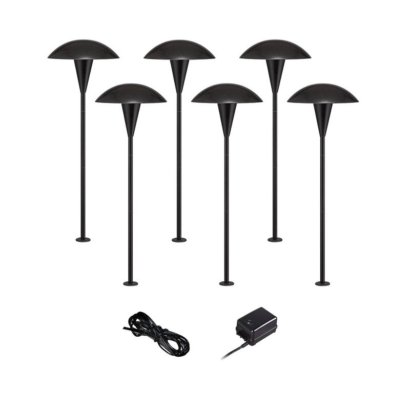 John Timberland Mushroom Black 6-Piece Outdoor LED Landscape Lighting Set