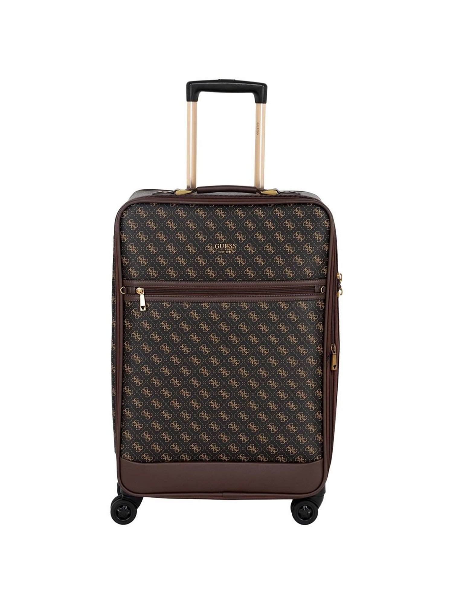 Guess Brown 8 wheels Large Soft Cabin Trolley Bag