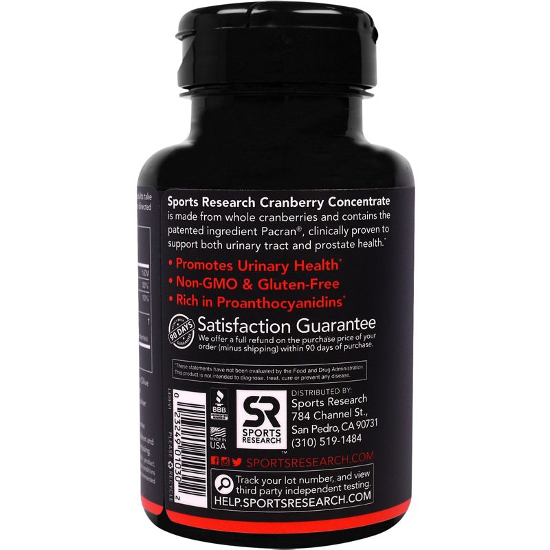 Sports Research Cranberry Concentrate, 250 mg, 90 Softgels,