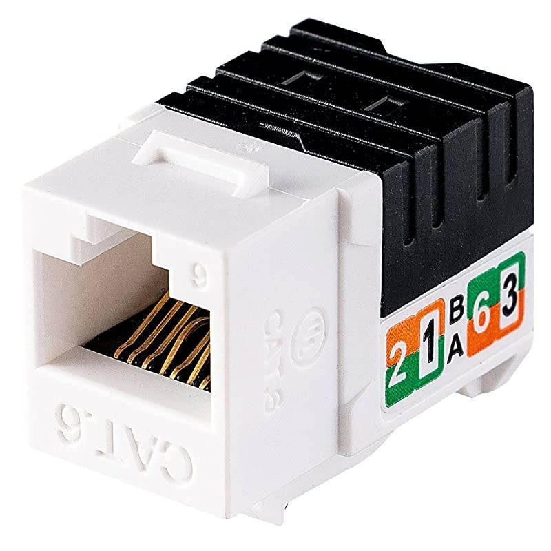 50Pack RJ45 Cat6 Slim Profile UTP Unshielded Keystone Jack with Punch Down Palm Holder White