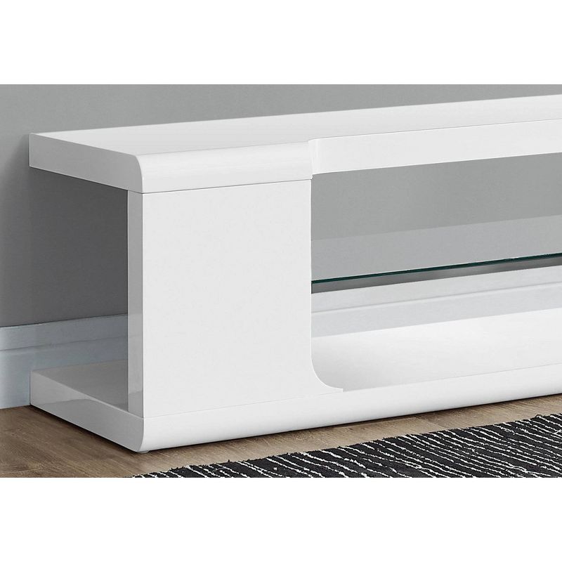High Glossy TV Stand with Tempered Glass - White - EveryRoom