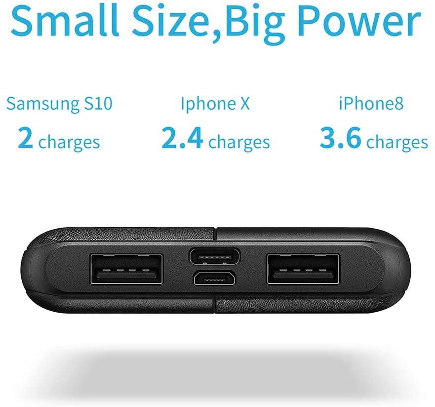 BSYYO Portable Charger Dual 3A High-Speed 10000mAh Power Bank USB C Input External Battery Pack Phone Changer for iPhone X XS 8 Plus Google Samsung LG iPad and More