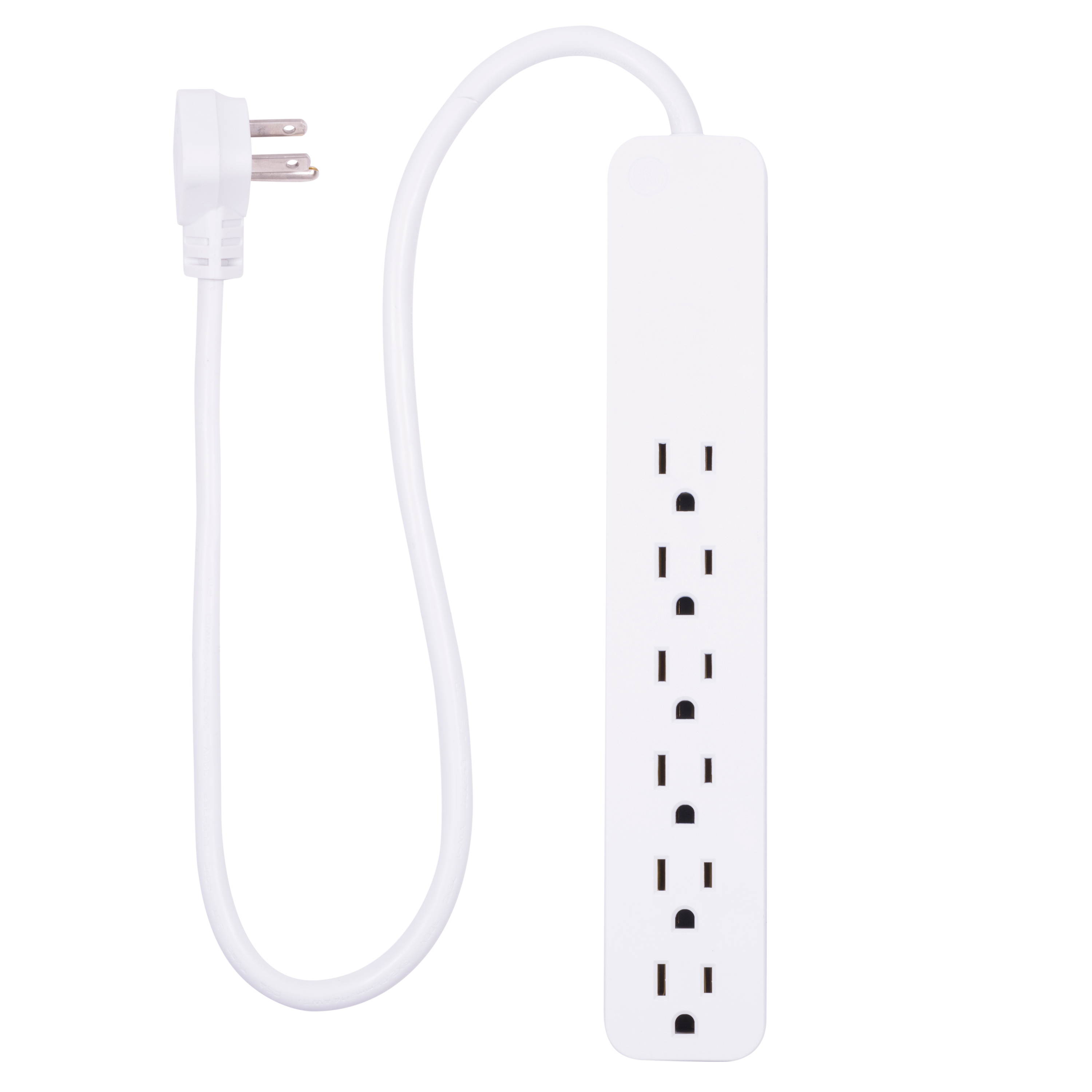 6-Outlet Power Strip Surge Protector, 2ft. Cord, White
