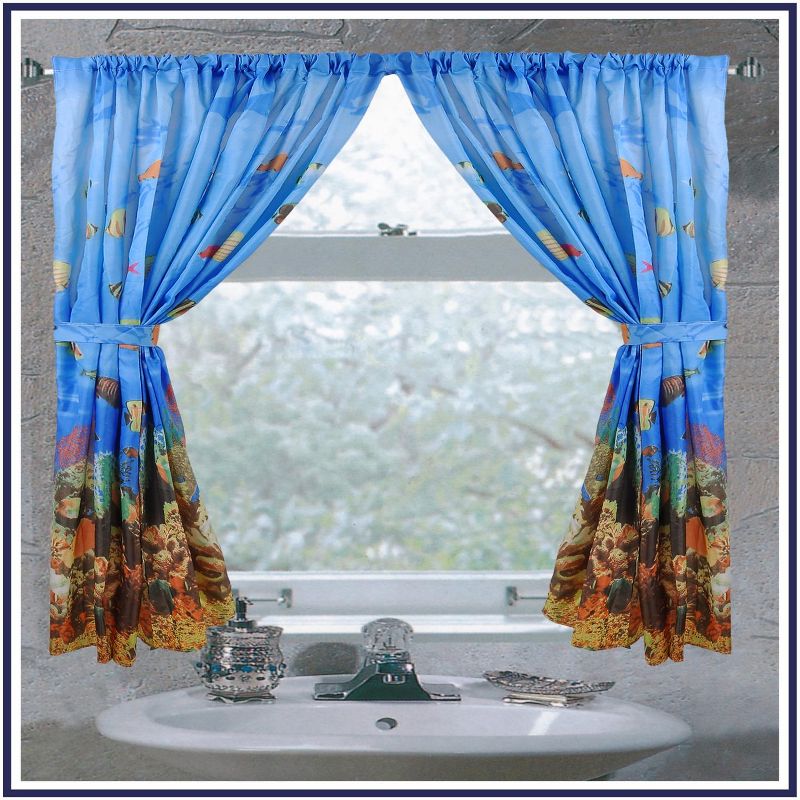 Carnation Home "Seascape" Fabric Window Curtain - 54 x 34, Multicolored