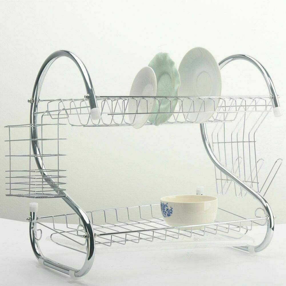 Hot Kitchen Dish Cup Drying Rack Drainer Dryer Tray Cutlery Holder Organizer US