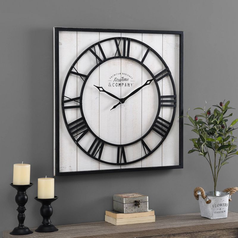 Calvin Farmhouse Square Shiplap Clock - FirsTime