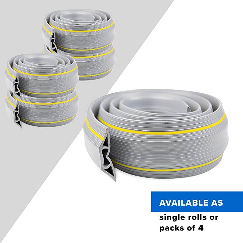 Feet Heavy Duty Cable Protector + Cord Cover 3 Cord Channels Durable Gray PVC is Flexible Odor Free Easy to Unroll and Open Conceal Wires at Home Office Warehouse Workshop Concerts