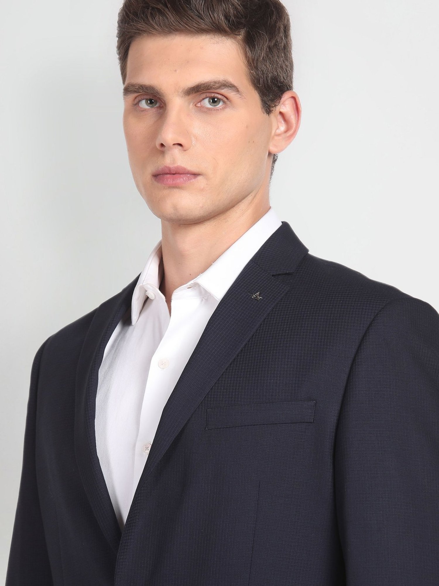 Arrow Blue Regular Fit Self Pattern Blazer