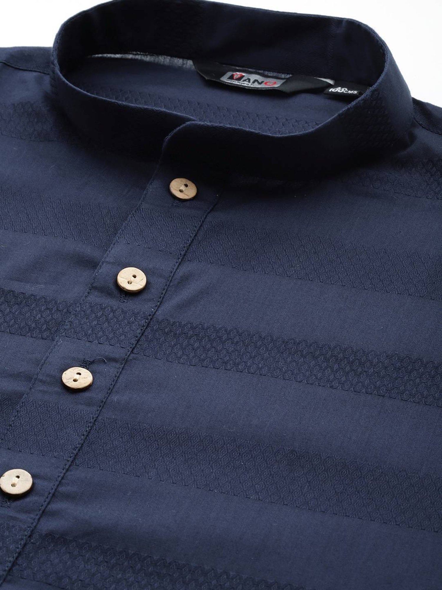 ManQ Blue & White Pure Cotton Regular Fit Striped Kurta Bottom Set