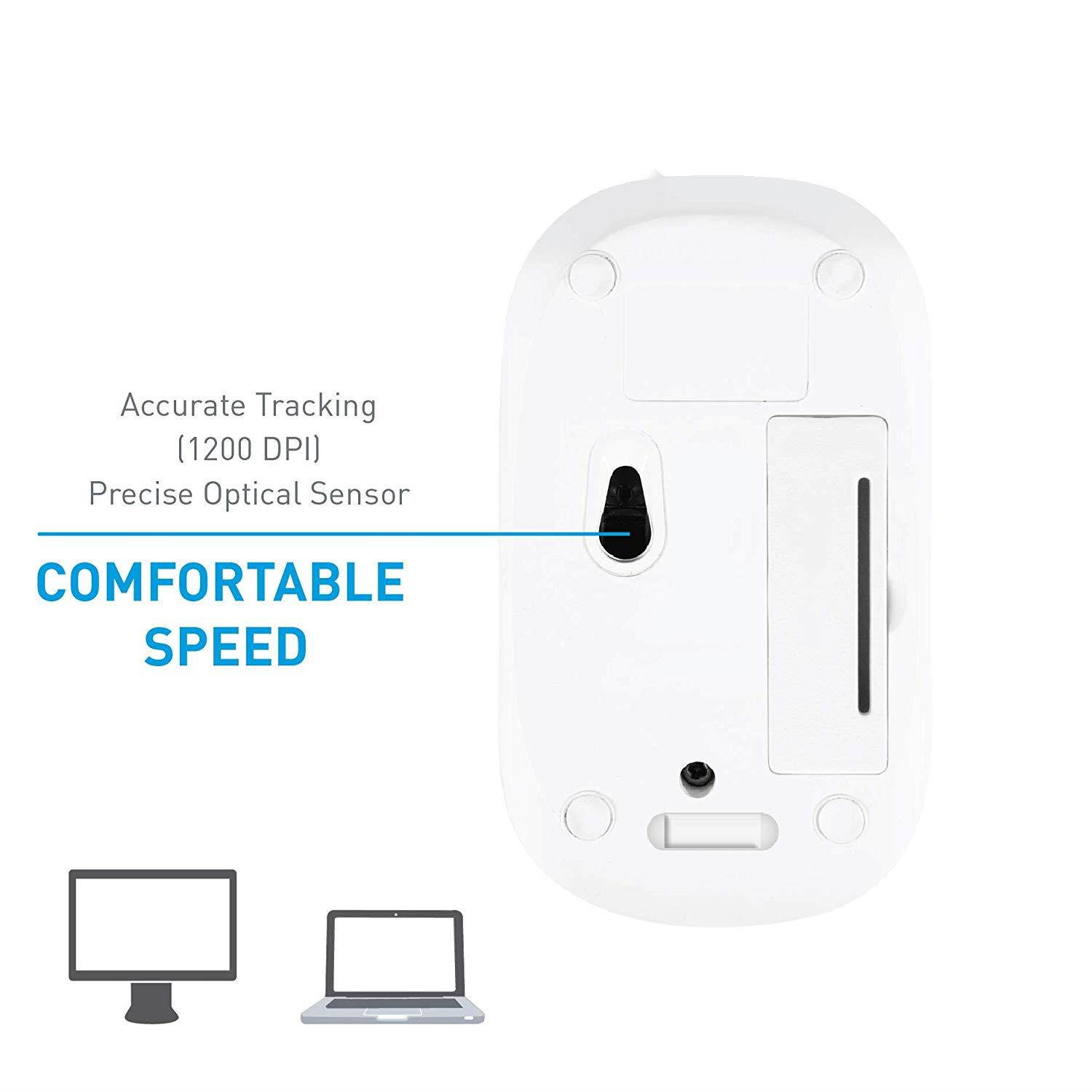 Macally 2.4G Wireless Mouse (Optical) with USB Cordless Mice Receiver - Long Range & Portable - Works with Mac Mini/Apple MacBook Pro/Air or Windows PC Notebook Laptops & Desktop Computers - White