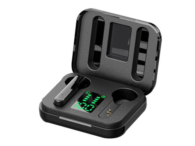 Hilinston Smart Bluetooth 5.0 Headset Smart Noise Reduction Wireless Digital Display LED Touch Semi-in-ear Headset 9H Battery Life HD call Wireless Sports Headset,Black,BE02