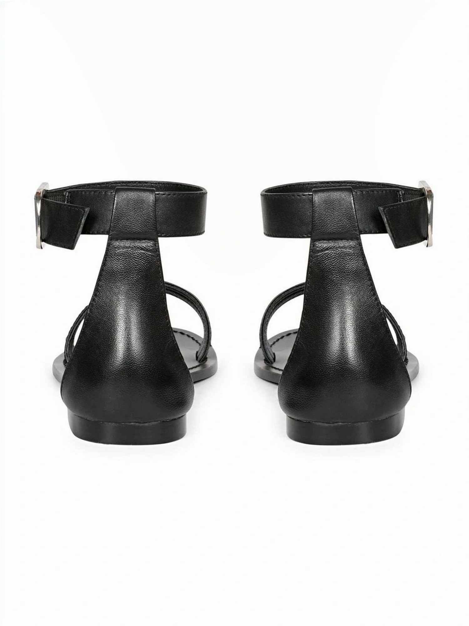 Saint G Women's Zip Decor Black Ankle Strap Sandals