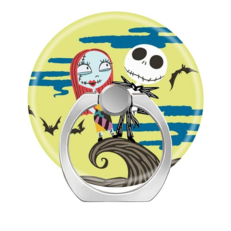 Cell Phone Ring Holder Stand 360 Degree Rotation Universal Finger Ring Kickstand Phone Grip for Car Mount Compatible with All SmartphonesCute Moon Classic Jack and Sally