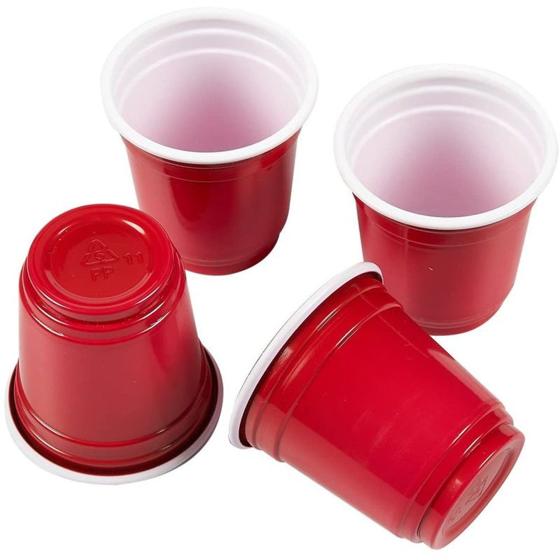 Juvale 150 Pack Plastic Shot Glasses, Mini Red Shooter Party Cups (2.5 Oz, 2 x 2 x 2 In)