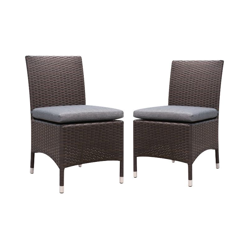 2pc Chadwick All Weather Wicker Patio Side Chairs Brown/Gray - miBasics