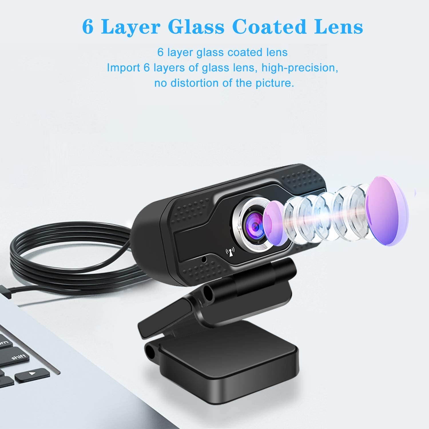 1080P HD Webcam  with Microphone - 2MP PC Skype Camera  for Video Calling, YouTube and Recording for Computer Laptop Desktop