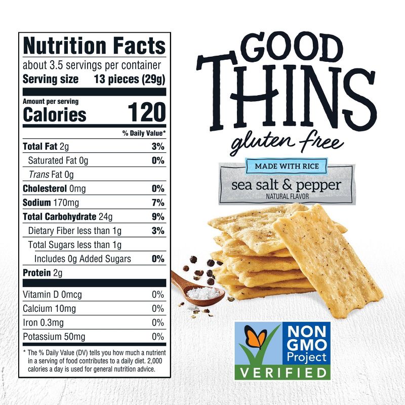 Good Thins Sea Salt & Pepper Rice Snacks Gluten Free Crackers - 3.5oz