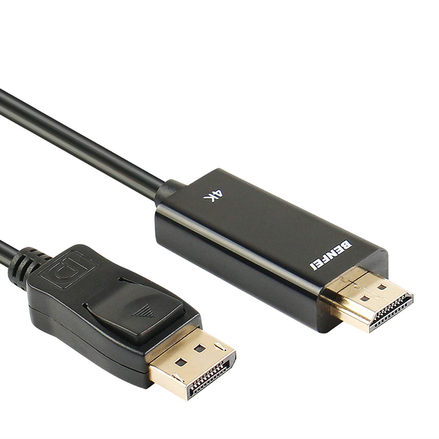 Displayport to HDMI, Benfei 4K DP to HDMI 6 Feet Cable Gold-Plated Cord Compatible for Lenovo, Dell, HP, ASUS