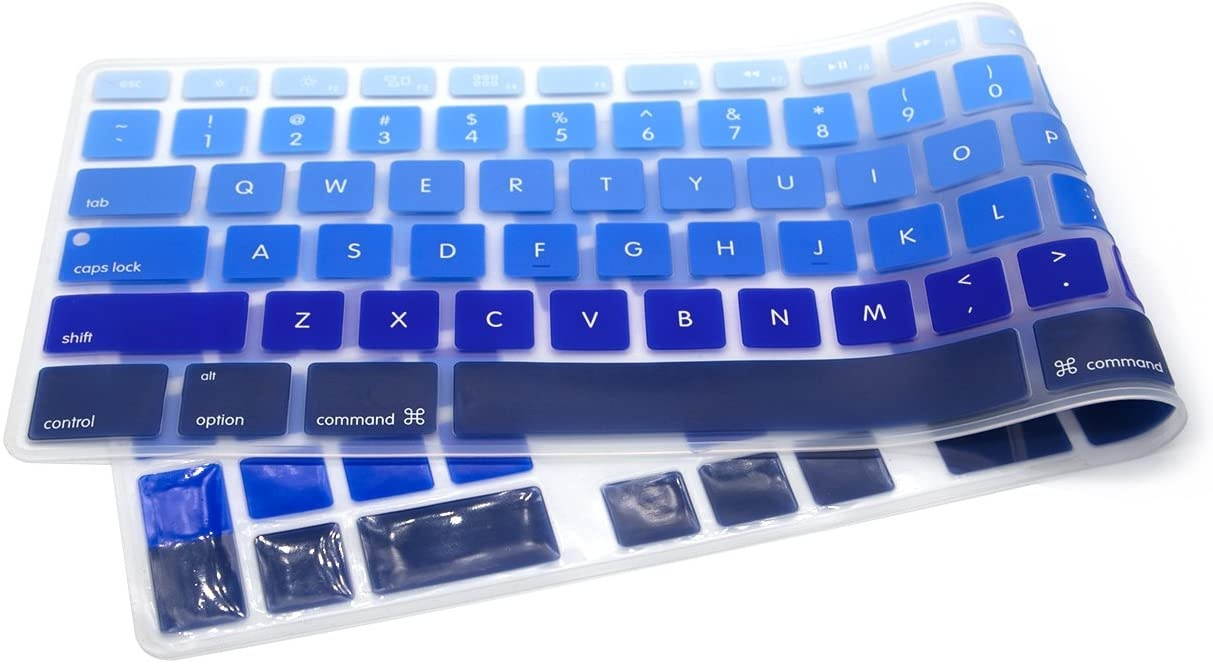 HRH Ombre Blue Silicone Keyboard Skin Cover for Apple Full Size iMac Wired USB Keyboard with Numeric Keypad A1243(G6 MB110LL/B and MB110LL/A)