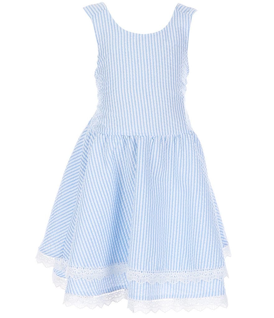 Rare Editions Little Girls 2T-6X Lace-Hem Striped Seersucker A-Line Dress