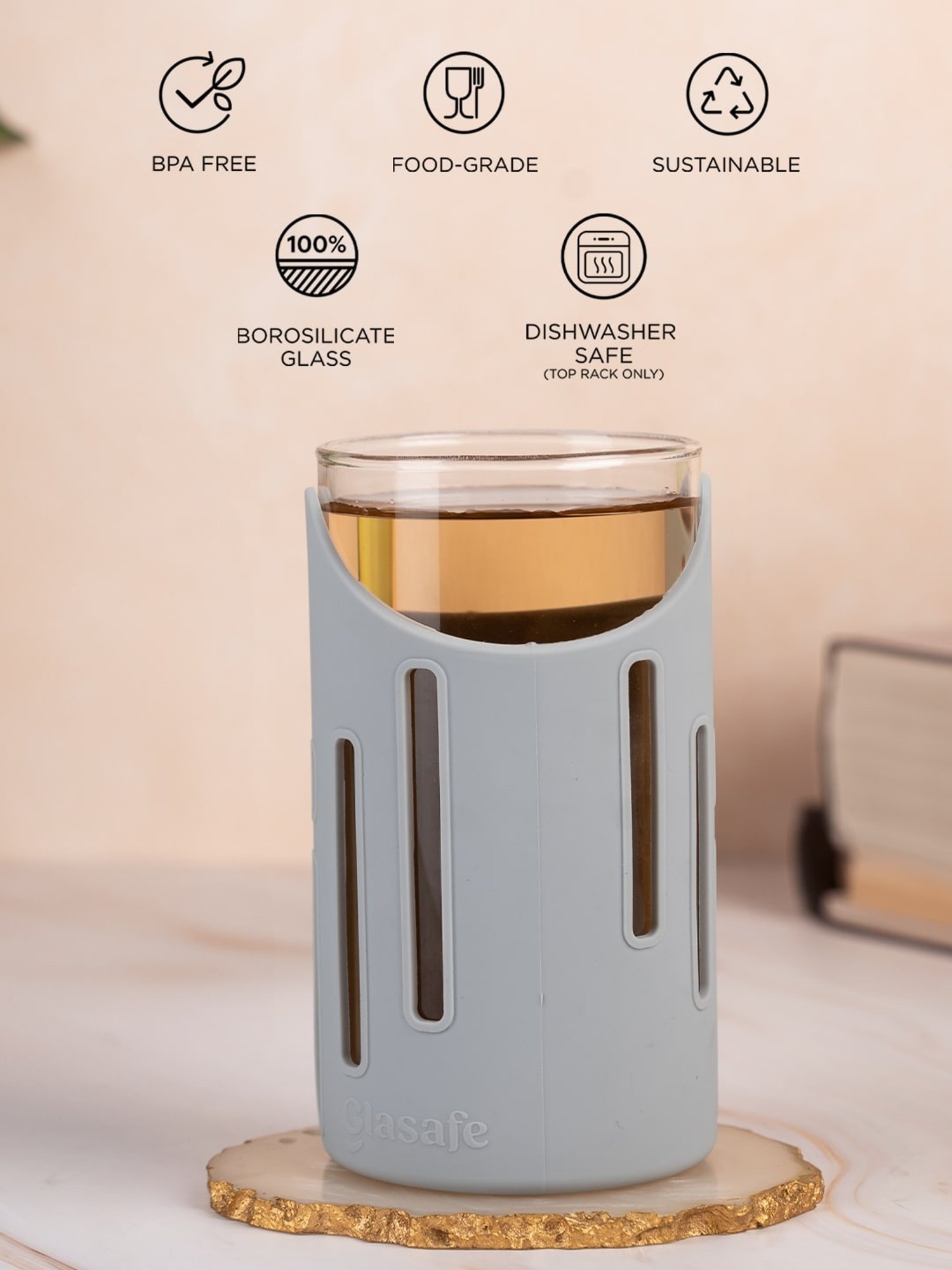 Glasafe Shift-N-Set Slate Grey Borosilicate Drinking Glasses & Containers