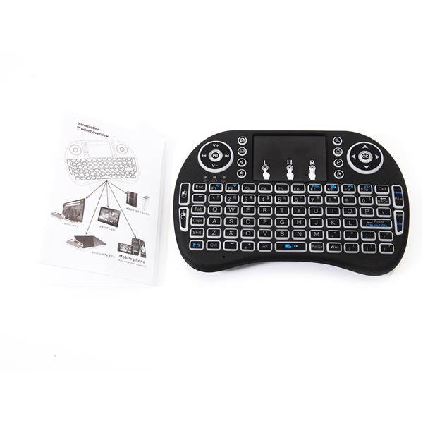MINI i8 2.4GHz 3-color Backlight Wireless Keyboard with Touchpad Black