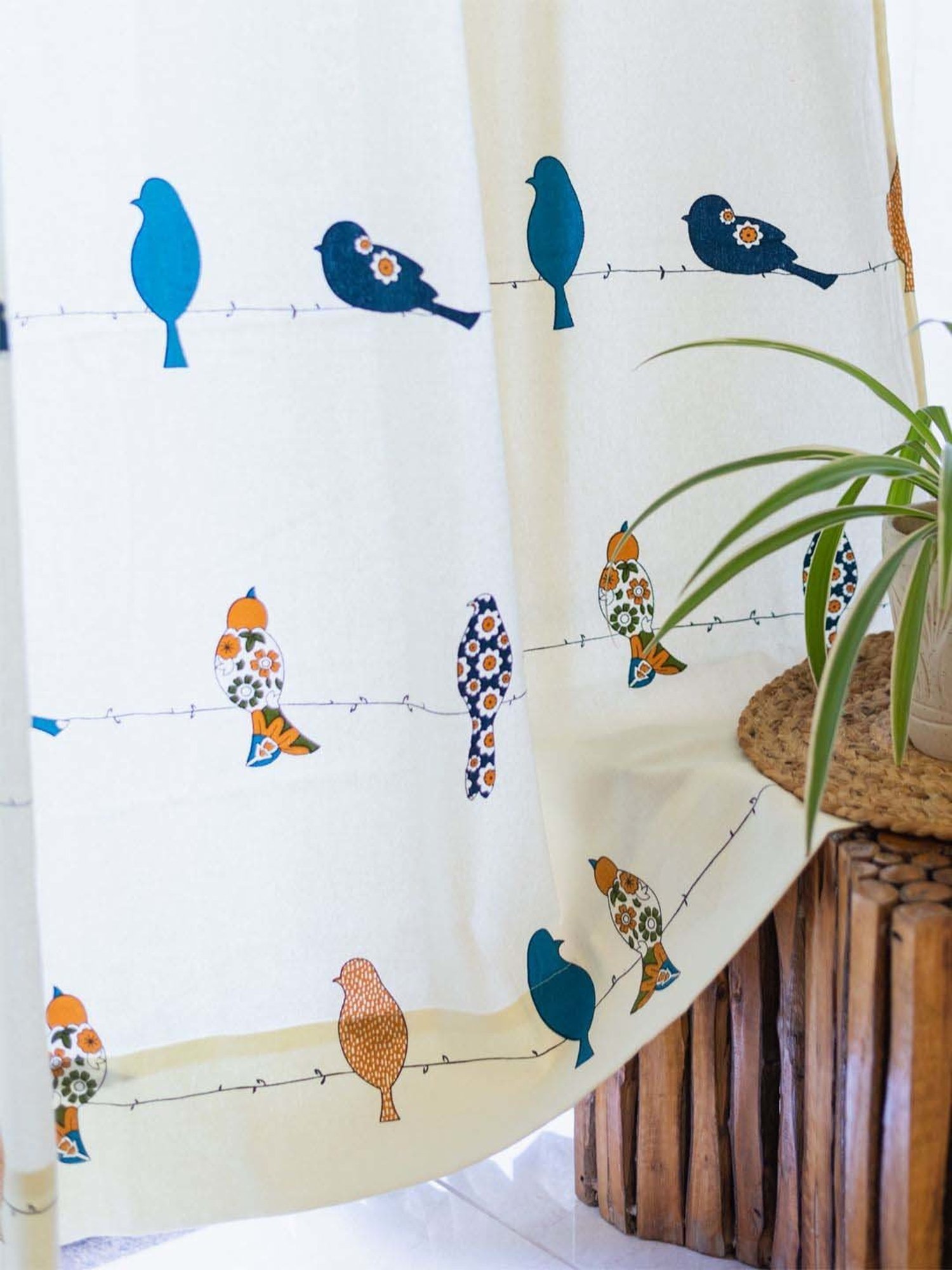 Urban Space Multicolor Cotton Door Curtain With Tieback & Eyelet - Set of 2