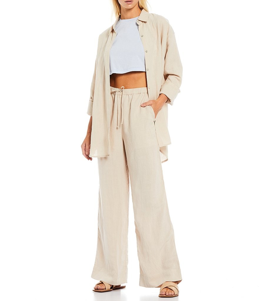 NIA Linen Full Length Drawstring Coordinating Pants