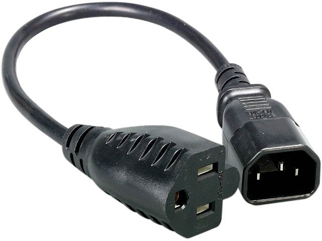 Nippon Labs 18 AWG AC Power Adapter Cord C14 to NEMA 5-15R, SVT 18AWG 10A 125V, 3 ft. NEMA5-15R/IEC320 C14, Black Power Adapter